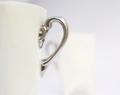 Ceramic porcelain mug - white with silver, unique cup handmade for coffee or tea by Endesign