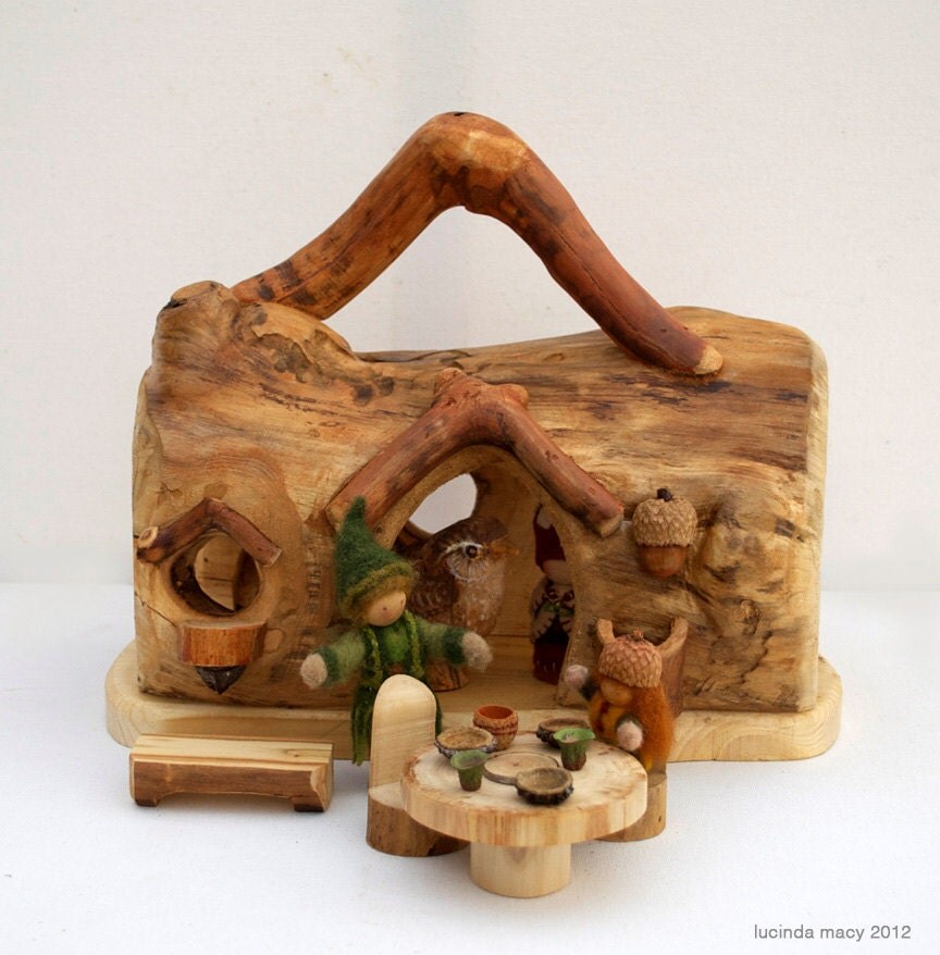 real log gnome home with fireplace and furniture by willodel real log gnome home with fireplace and furniture by willodel