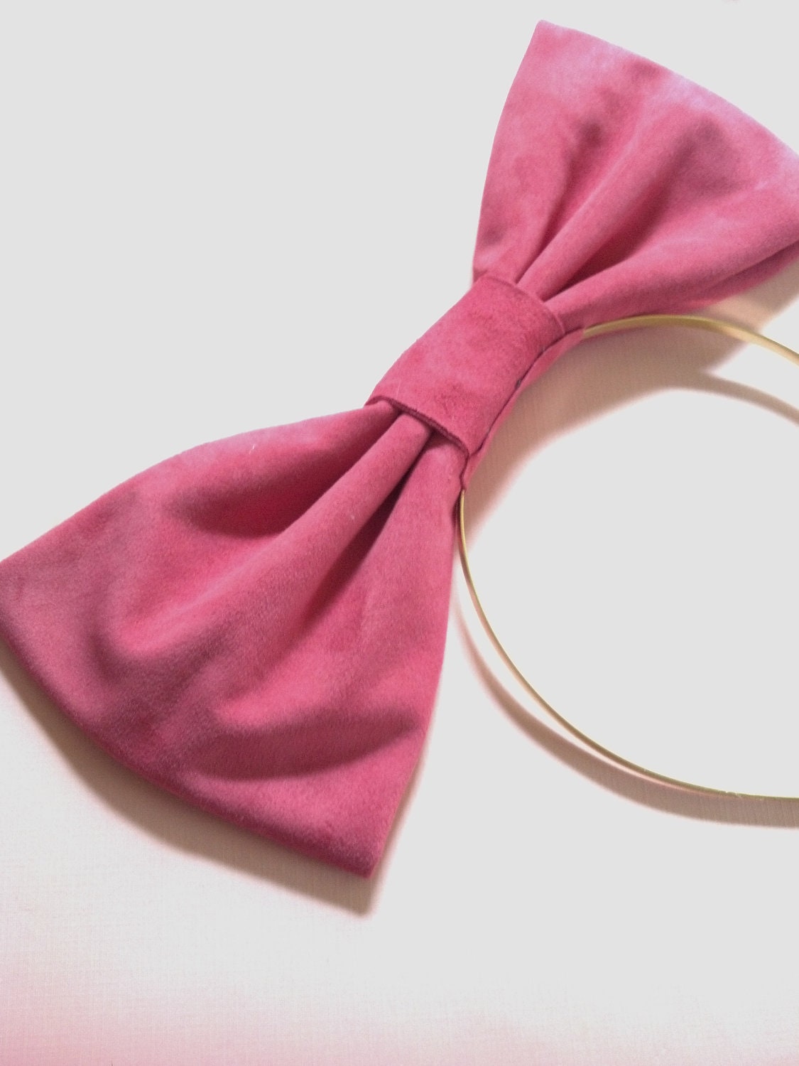 Items similar to Pink Leather Bow Headband on Etsy