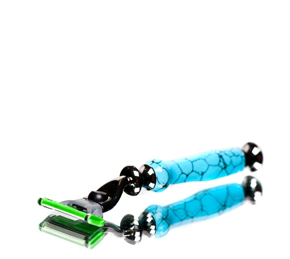 50% OFF Shaving Razors - Turquoise and Titanium Special present for him unique and special