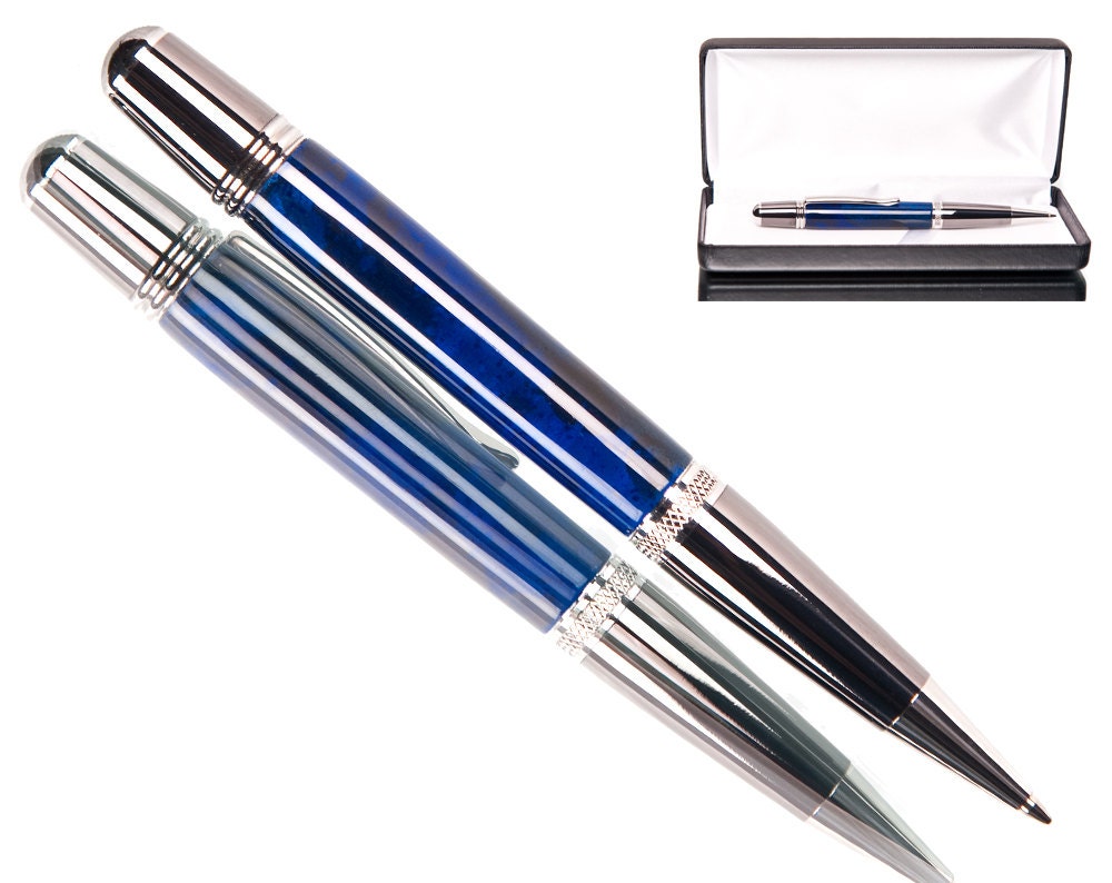 ON SPECIAL TODAY Handmade Blue Ballpoint Pen - Hand cast, shaped and assembled