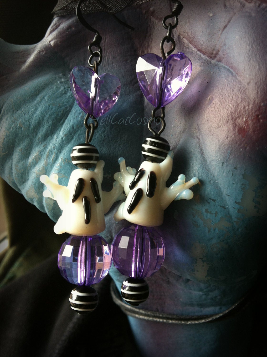 Purple Ghost Hunting Earrings (low cling factor)