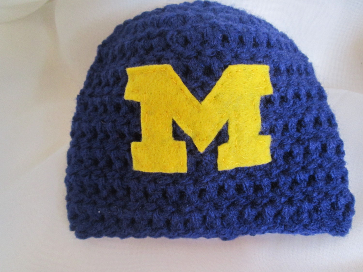 University of Michigan Football Beanie Hat -- Blue and gold -- Football Photo Prop -- football hat