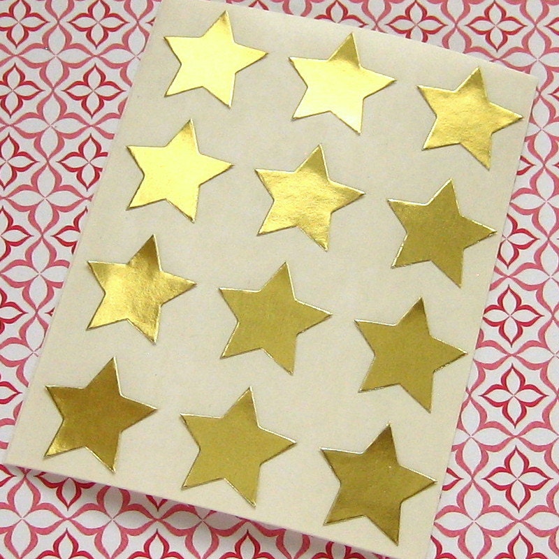 108 Gold Star Sticker Seals 3/4 inch