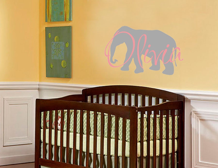 Children Wall Decal - Name Wall Decals - Boys Vinyl Wall Art - Custom Monogram Wall Decals Baby and Kids elephant - Vinyl Decal