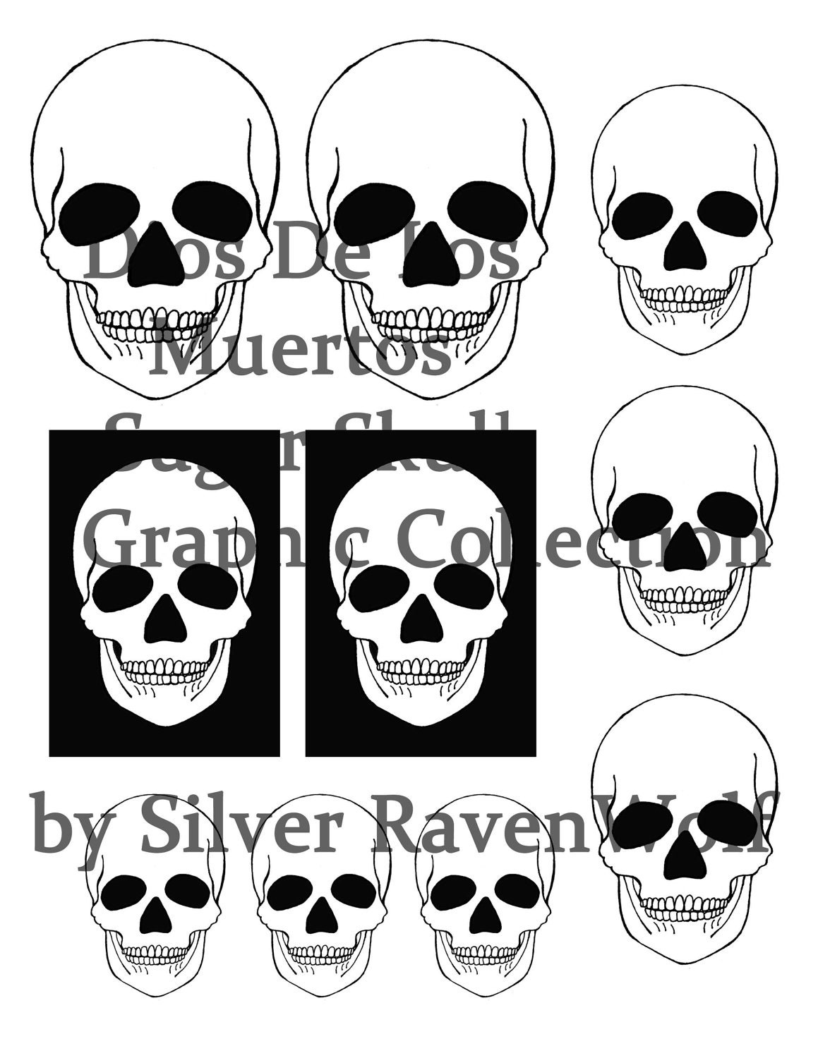 Magickal Sugar Skull Images Dios De Los Muertos Instant Digital Download