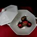 Footed Vegetable Bowl with Lid Classic Rose Fine China 12 Sided Maria White Pattern from Germany
