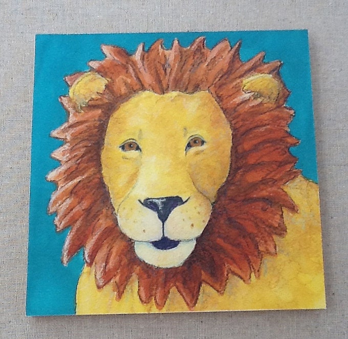 6 Panels, 6x6, Safari, Zoo Animals, Children's art, Prints on Wood Panel, Watercolor