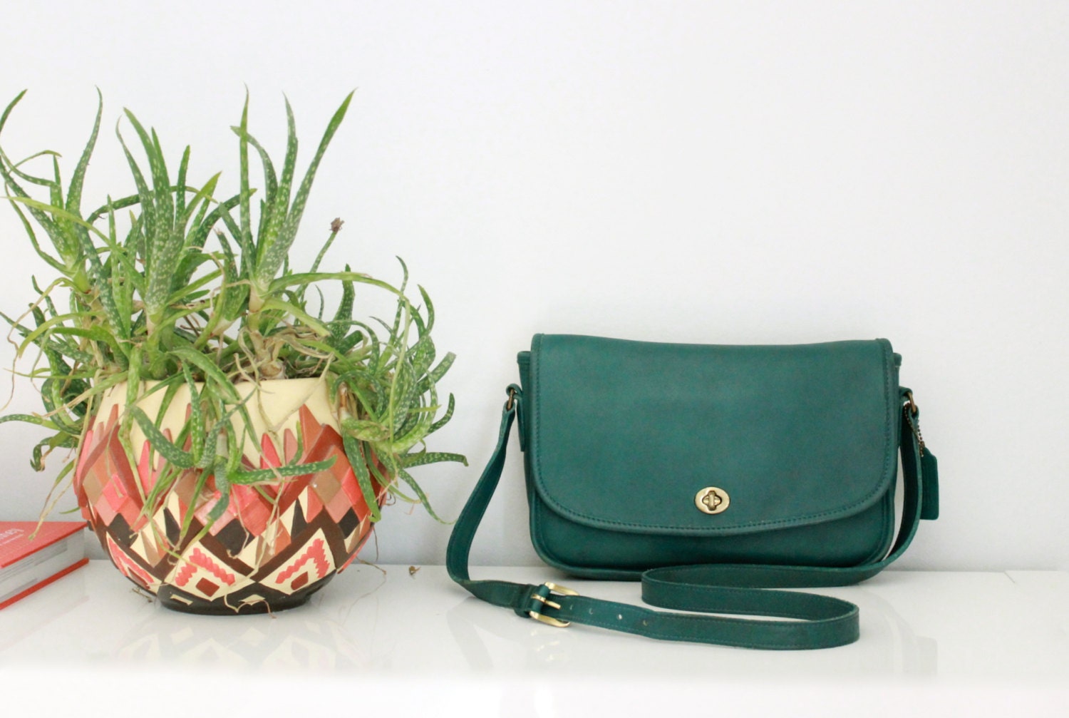 COACH City Flap Messenger Bag in GREEN //  Coach Leather Purse 9790