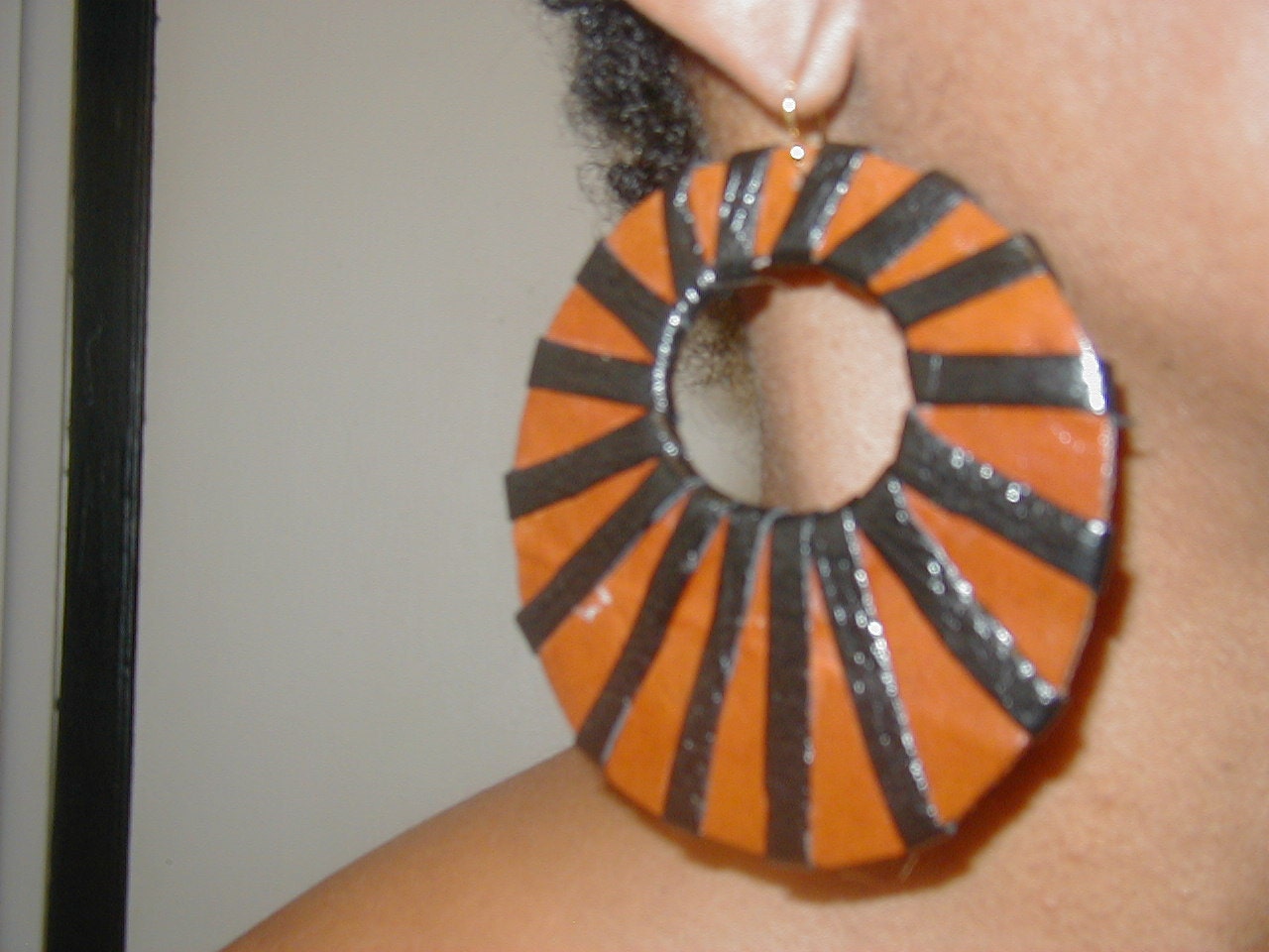 Leather earrings, double leather hoops. (Reversible)
