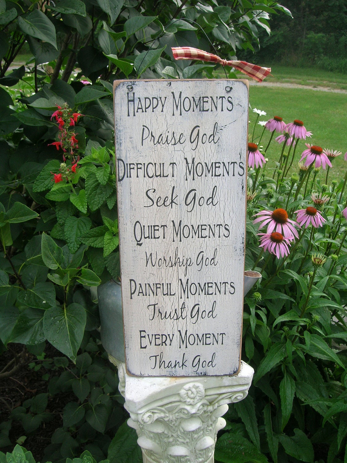 Happy Moments Praise God... Handmade Distressed Wood Sign