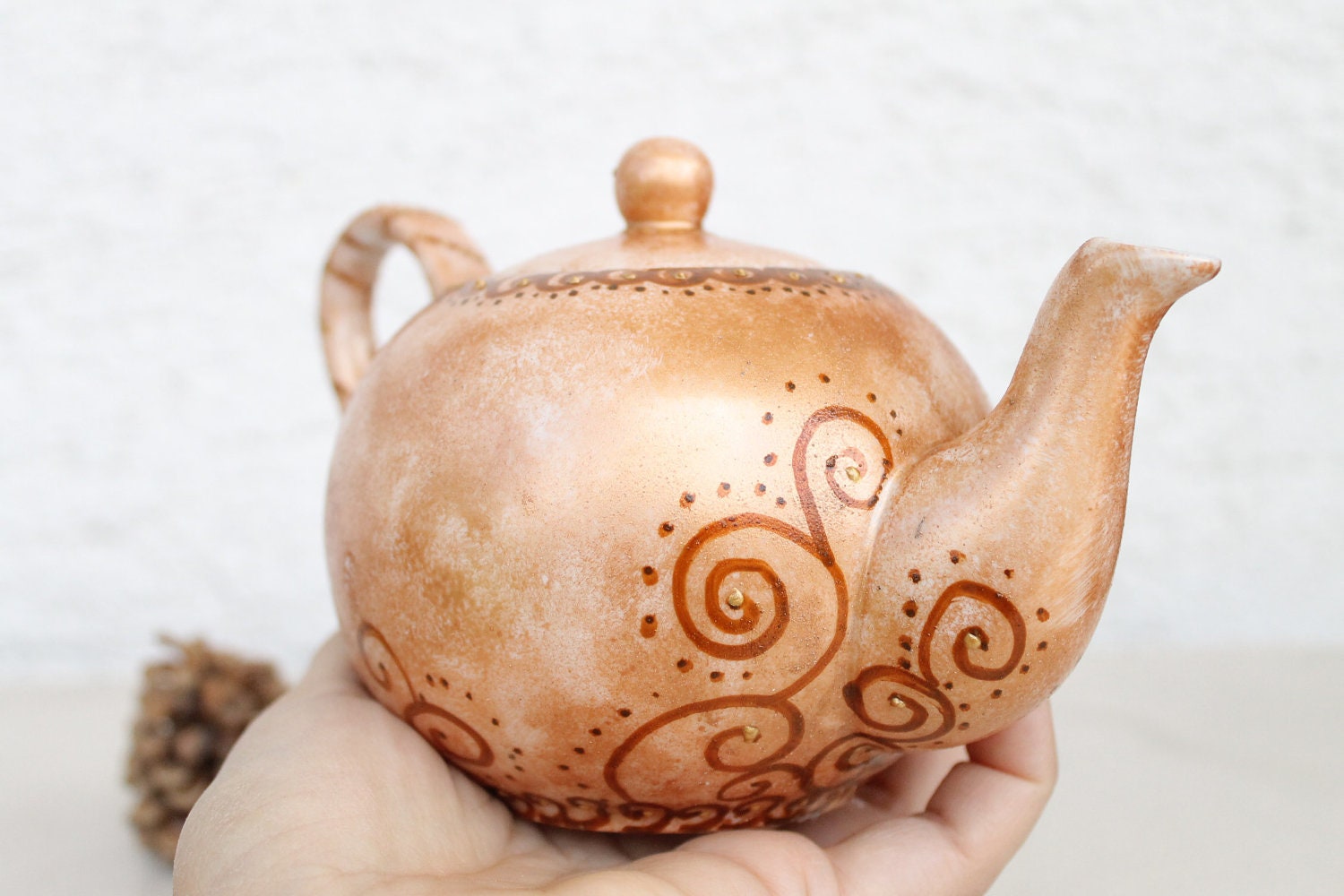 Teapot Fall garden Tea Party - painted ceramics