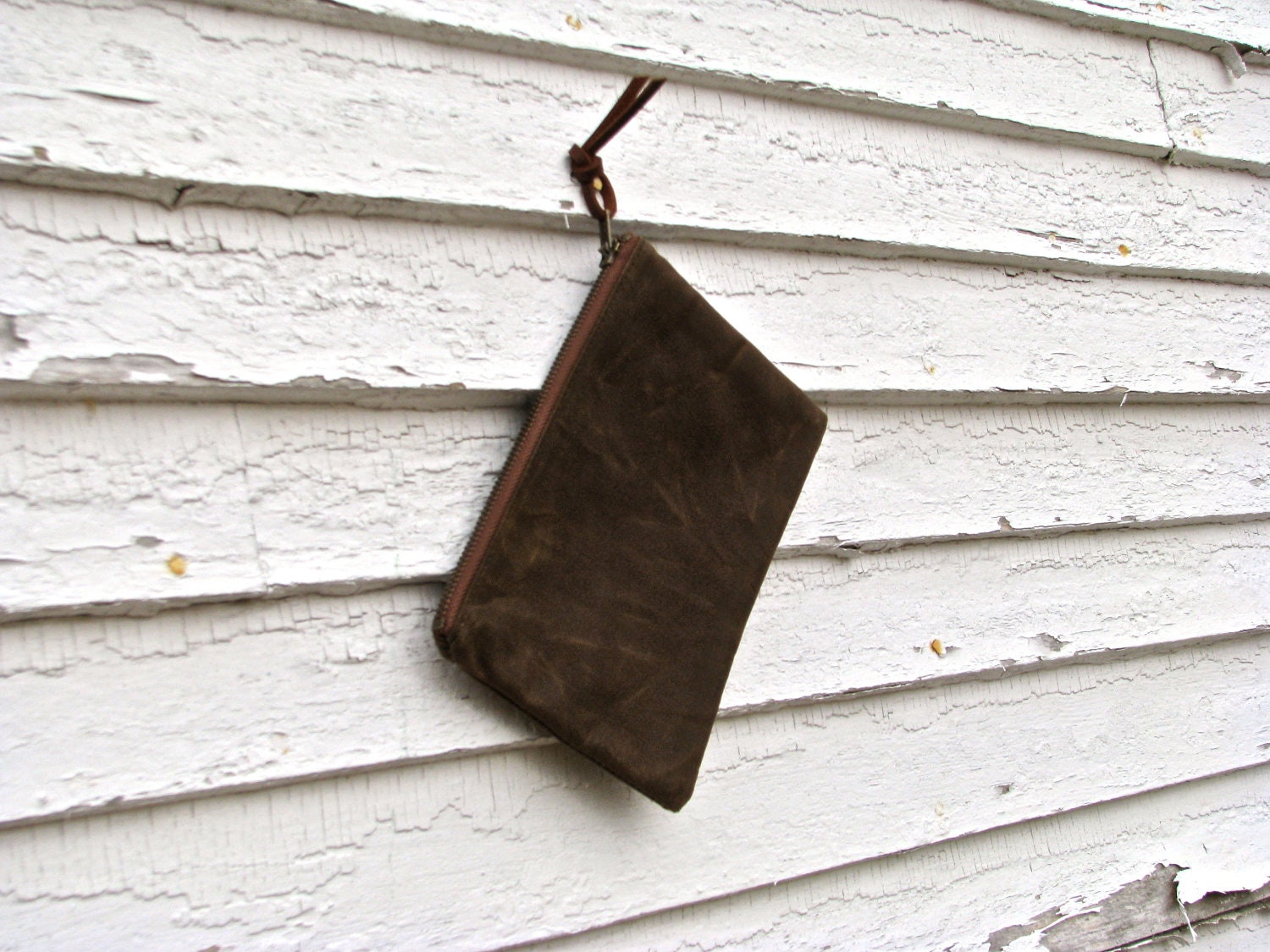 W A X E D . C A N V A S  / / /  The Original Writer's Pouch / / / small zipper pouch in cocoa brown waxed canvas