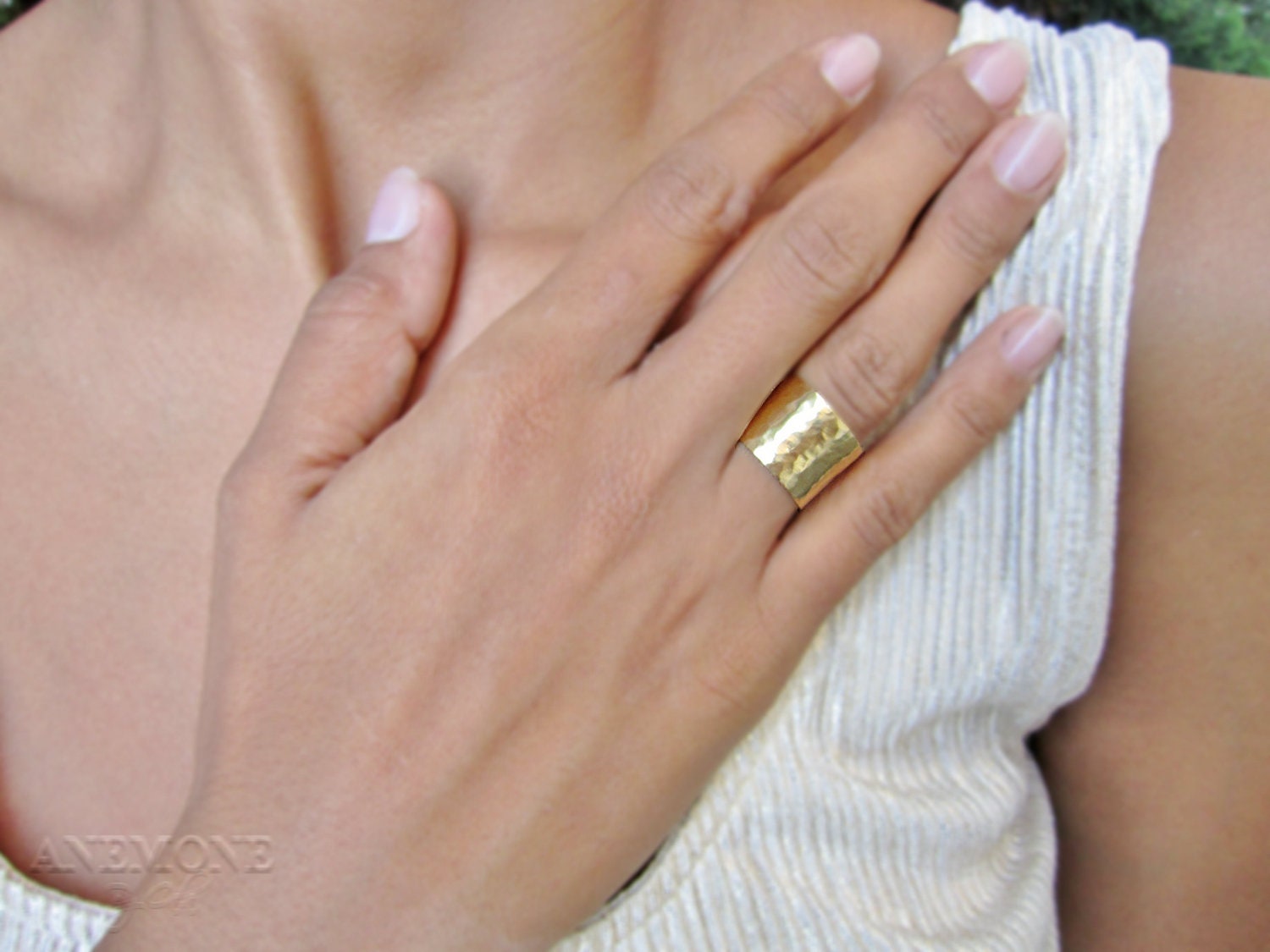 wide hammered gold ring, 14k gold filled ring, hammered ring, handmade ring, gold hammered ring