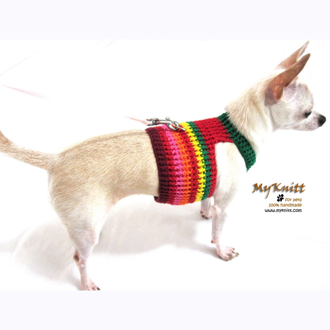 Dog Harness Custom Crochet Dog Collar Pet Vest Small Dog Leash DH4 - Free Shipping