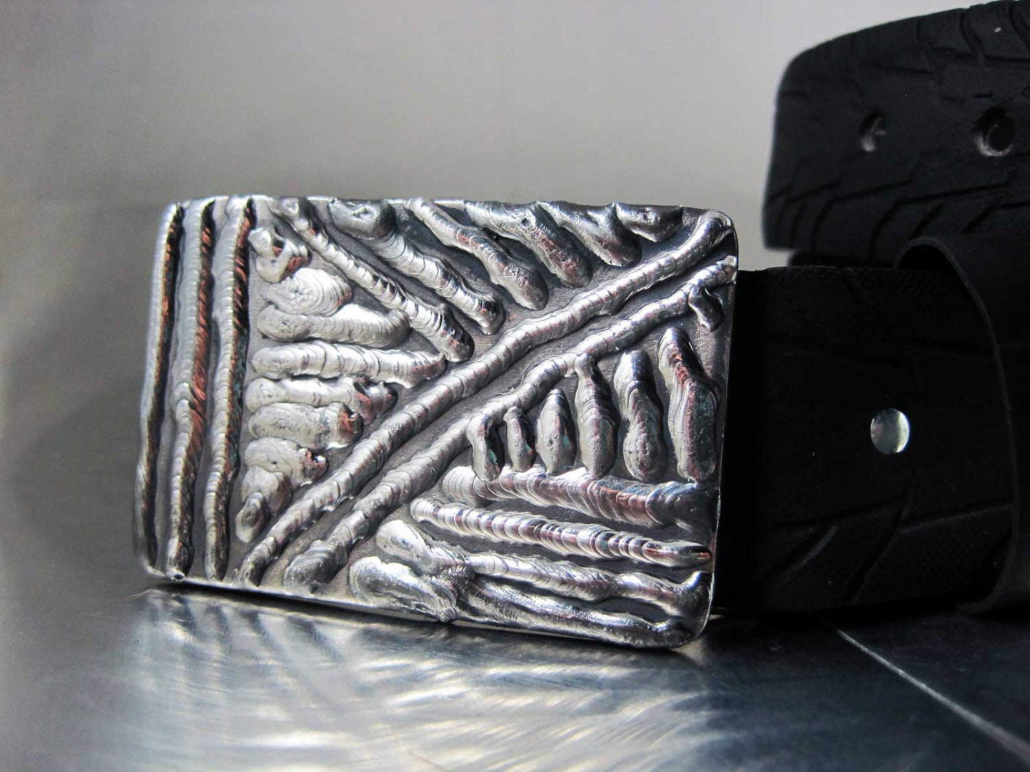 Crosshatch Belt Buckle - Stainless Steel