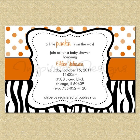 Orange Zebra Baby Shower Invitation Il_570xn