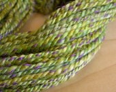 Handspun Yarn - Frog Princess, BFL, Silk, Cotton, super soft, 2-ply, artyarn, bulky weight
