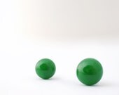 Grass green Glass Earrings Studs