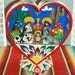Vintage Peruvian Retablo - Folk Art Nativity - Heart Shaped Box - Diorama