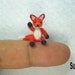Mini Red Fox Amigurumi - Micro Dollhouse Miniature Crochet Tiny Foxes - Made To Order