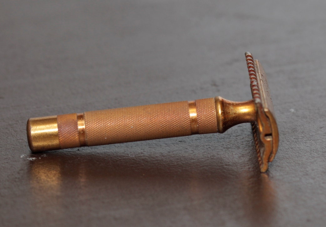 Vintage 1932 Brass Gillette Safety Razor REISSUE By Gardengal11