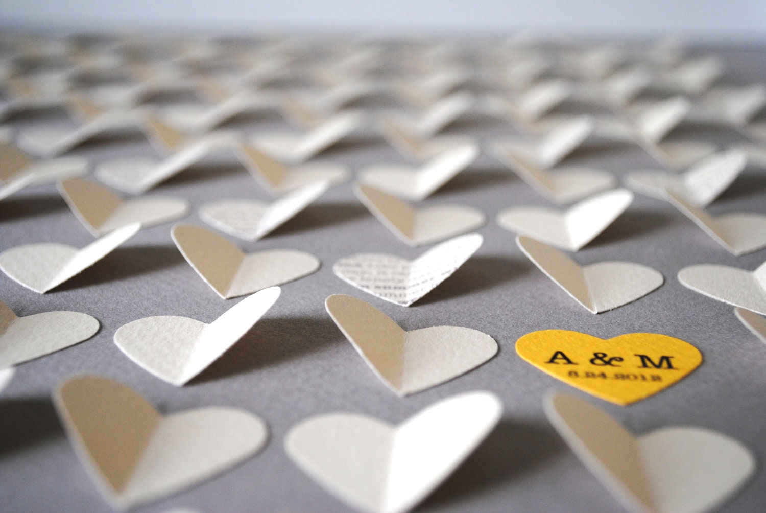 Rustic Wedding Guest Book Alternative - 3D Song Hearts Guest Book - LARGE - For up to 180 guests (includes frame, instruction card & pens)
