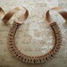 Ribbon and pearls necklace - Beige ribbon necklace with brown glass pearls
