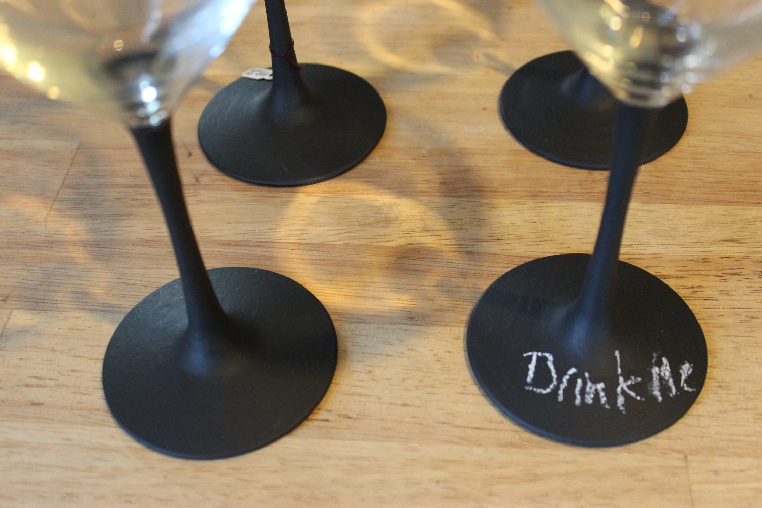 Set of 4 Black Chalkboard Martini Glasses