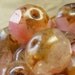 PINK CANDY COATED Czech Glass Rondell Beads 6x8mm 25 beads, pink, rose, transparent, opaque,picasso