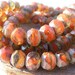 ORANGE GREEN Picasso Czech Glass Beads - 6x8mm (10 each), picasso czech beads