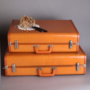 RESERVED Brown suitcase set, wedding card box