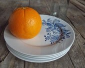 Swedish Blue Rosemaling Dessert Plates Set of 4