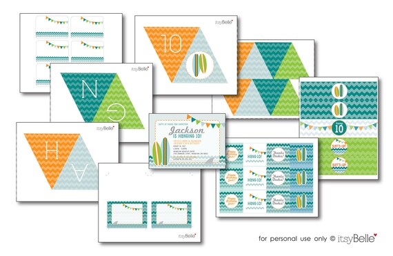 Hang Ten Surfing Collection - PRINTABLE PARTY PACKAGE by Itsy Belle Il_570xn