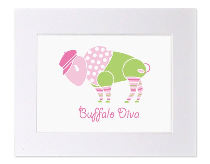 Girl Art Print Diva Buffalo Striped Stockings Matted 8"x10"