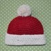 Newborn Red and White Alpaca Christmas Hat with Pom Pom