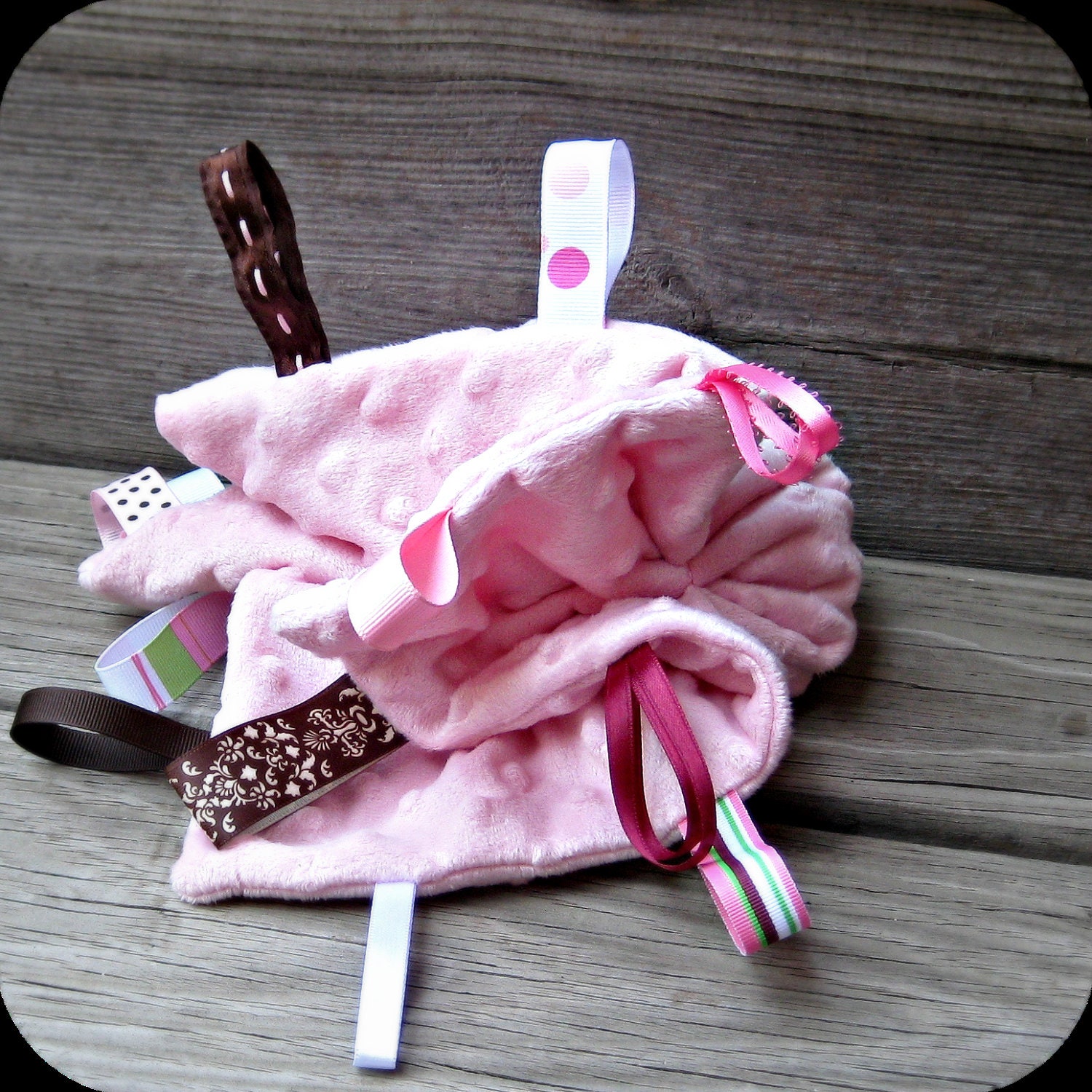 Tag Blanket- Baby Girl Pink