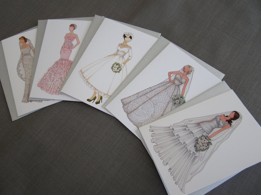 Bridal Fashion Illustration Note Cards (Set A)