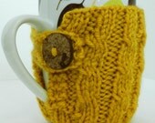 Cable Knit Mug Cozy // Hand Knit // READY TO SHIP // Vegan Eco-Friendly Yarn // Coffee, Tea, Hot Coco