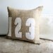 Burlap Numbers Pillow Neutral Throw Pillow Accent