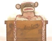 Crochet Custom Sock Monkey Hat Photo Prop
