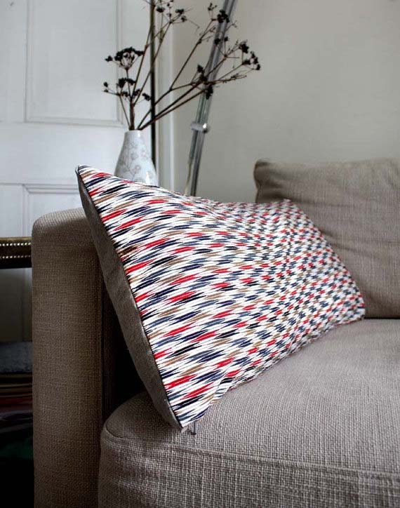 Arrows Recycled Decorative ThrowPillow / Throw Cushion Cover. 30x65cm. Vintage Silk and Natural Linen. Modern Design. Eco Living. LAST ONE