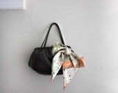 Vintage Brown Faux Leather Kelly Bag and Pure Silk Vintage Scarf. Special Offer.