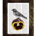 Book page print sparrow and Pansie Print on Vintage Dictionary Book page-collage art print