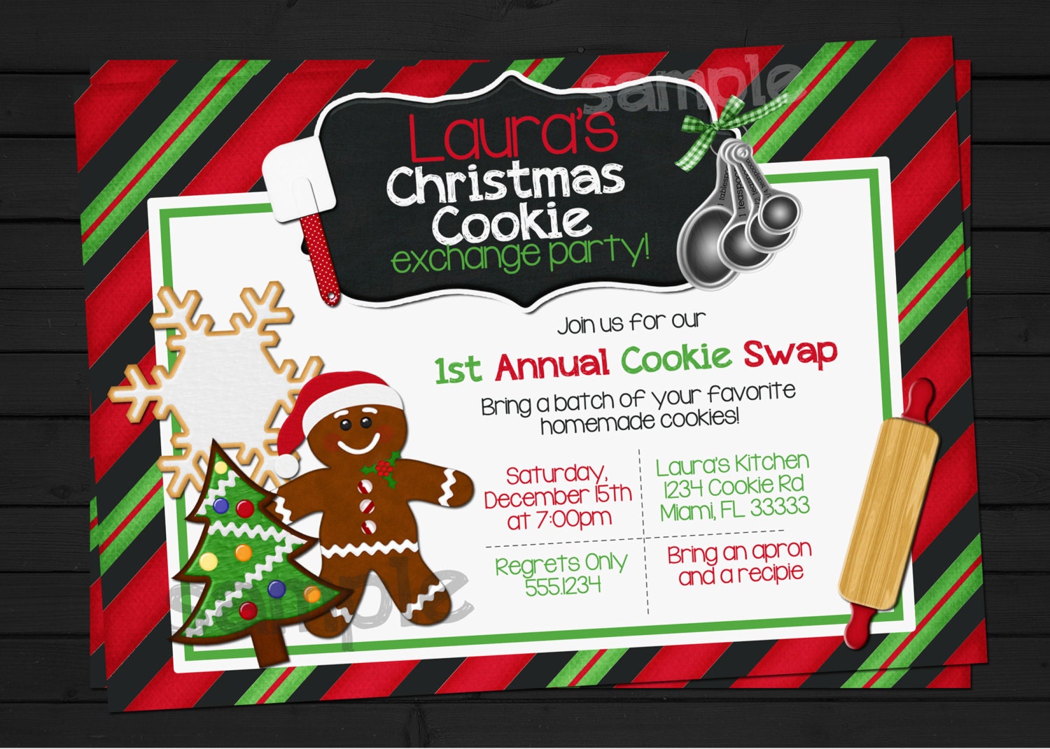 Christmas Cookie Exchange Swap Party Invitation Digital File YOU-PRINT Il_570xn