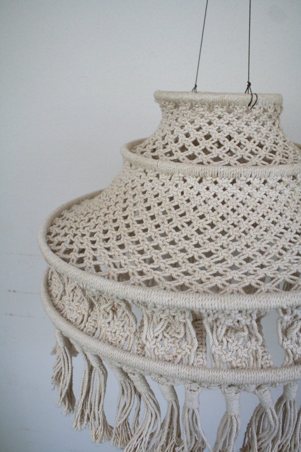 70s Macrame hanging lantern