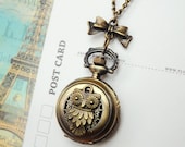 Steampunk Owl Pocket Watch Necklace