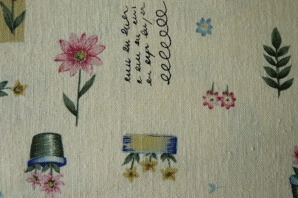 Garden Field - Hand Painted Style - Cotton Linen Fabric - Fat Quarter