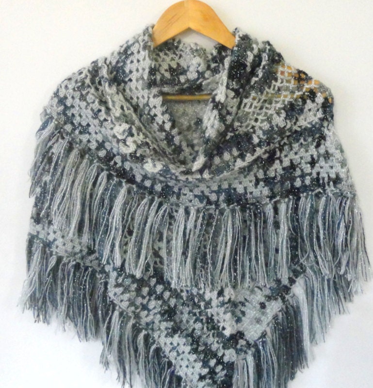 hand crocheted shawl, womenshawl, gray crochet shawl, ULTRA SOFT- neckwarmer scarf