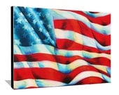 USA Flag Painting American Flag Art 4th of July Decorations Red White & Blue Painting Star Decorations Painting on Canvas 30x24 by Day